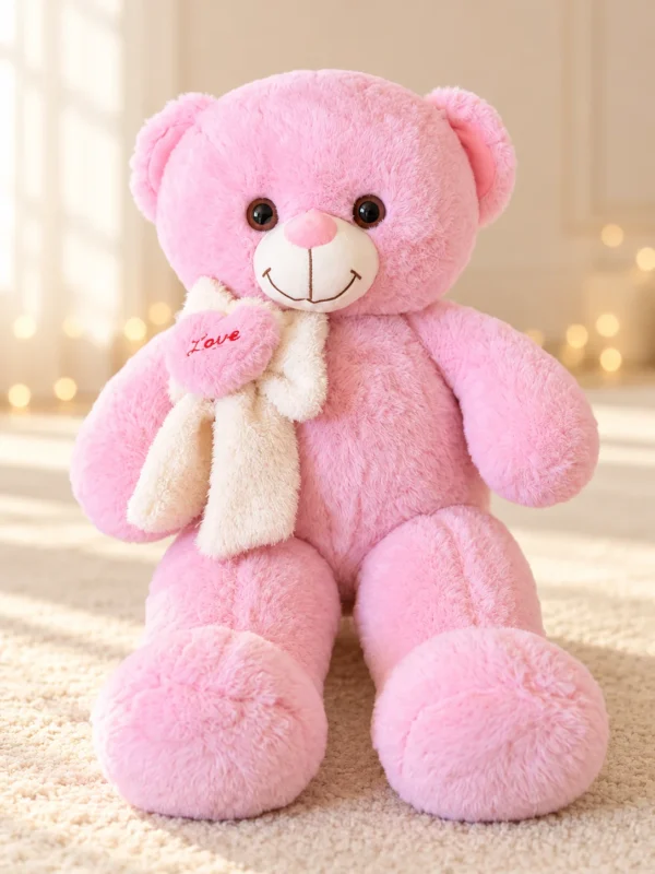 01-ficha-frontal-2 Oso de peluche Lazo Love rosado, tamaño mediano - Amorea
