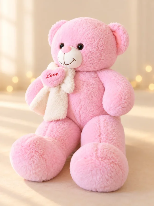02-ficha-tres-cuartos Oso de peluche Lazo Love rosado, tamaño mediano - Amorea