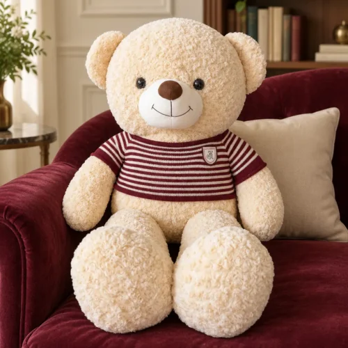 Oso de peluche con chompa a rayas - Amorea