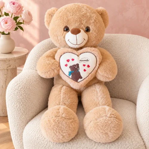 Oso corazón marrón