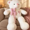 Oso corbata rosa a cuadros corazón bordado