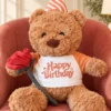 Oso cumpleañero con rosa y gorrito